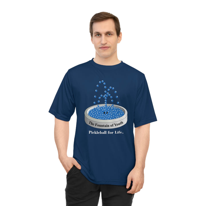 The Pickleball Fountain-Blue Unisex Moisture-Wicking T-Shirt - Great Pickleball Stuff