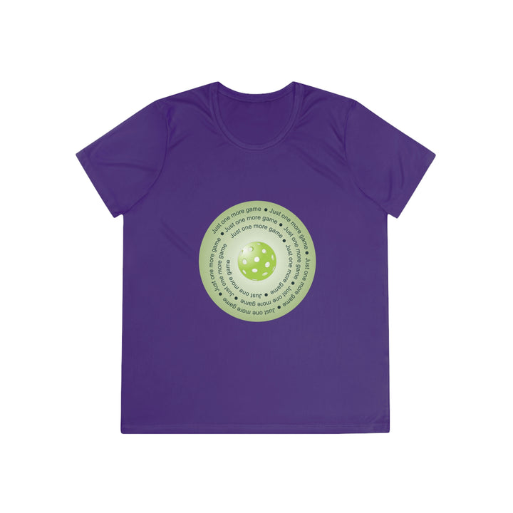 Just One More Game-Green Women's Moisture-Wicking T-Shirt - Great Pickleball Stuff