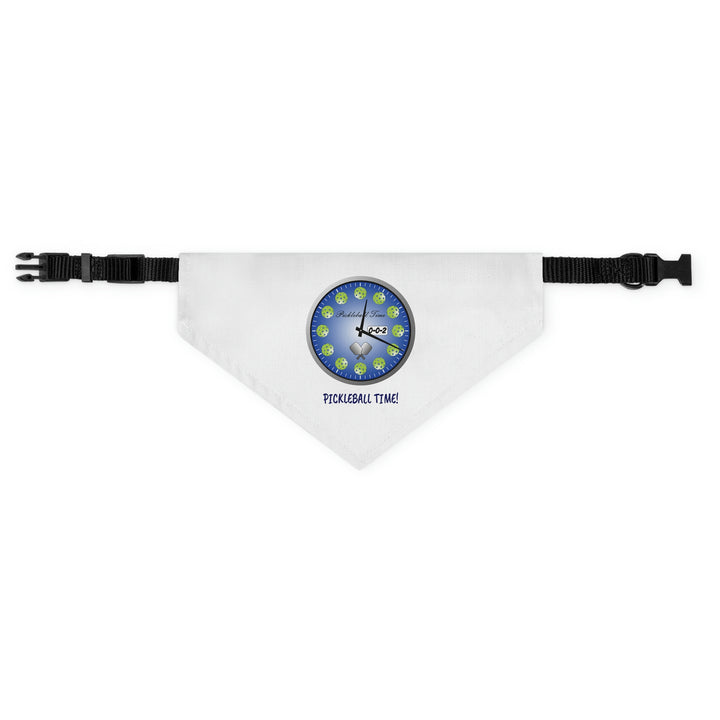 Pickleball Time Pet Bandana with Collar-White - Great Pickleball Stuff