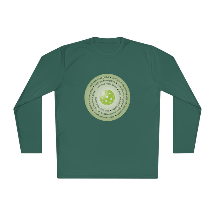 Just One More Game-Green Unisex Moisture-Wicking Long Sleeve Tee - Great Pickleball Stuff