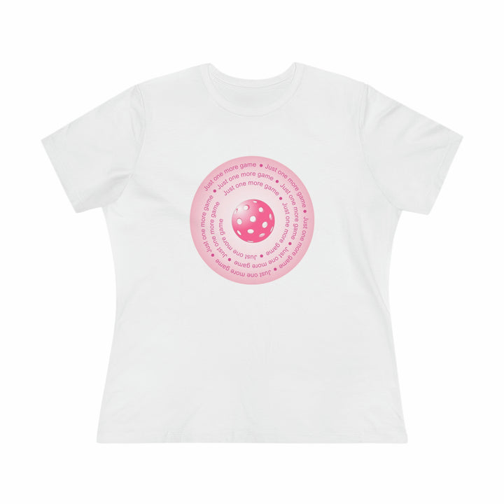 Just One More Game-Pink Women's Relaxed-Fit T-shirt - Great Pickleball Stuff