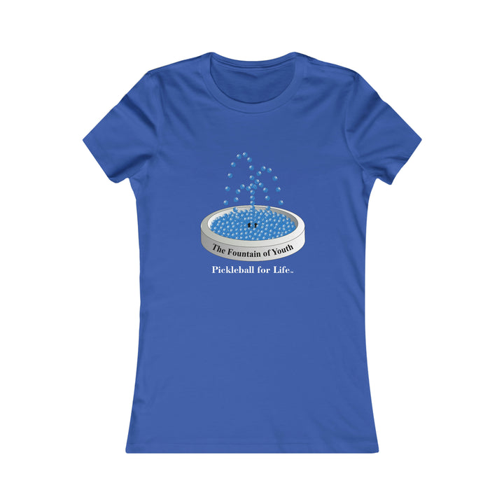 The Pickleball Fountain-Blue Women's Slim-Fit Premium Cotton T-Shirt - Great Pickleball Stuff