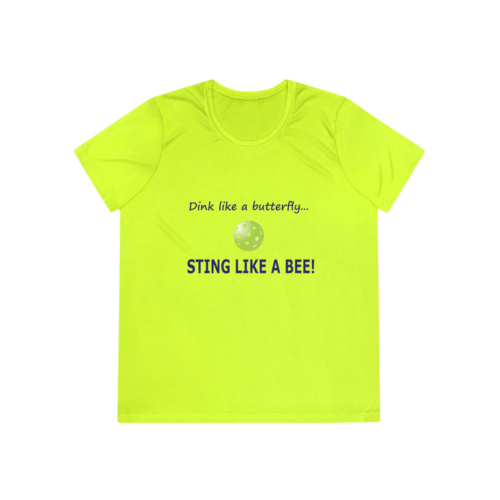 Dink Like a Butterfly, Sting Like a Bee Women's Moisture-Wicking T-Shirt - Great Pickleball Stuff