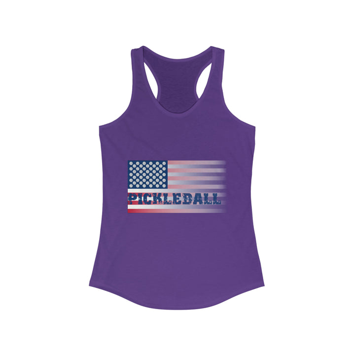 Pickleball Flag (Faded) Women's Racerback Tank - Great Pickleball Stuff