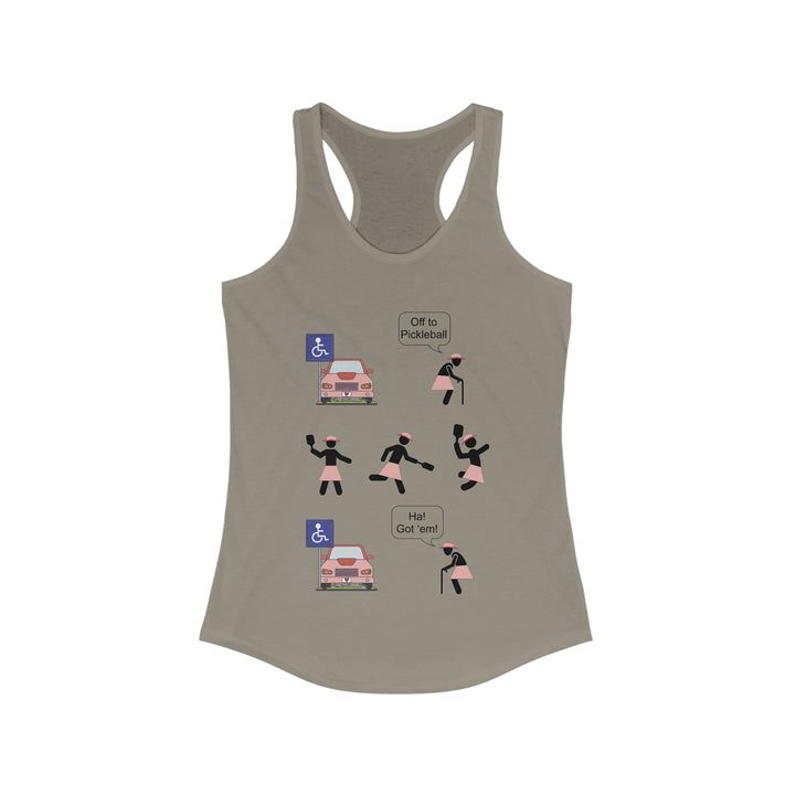 Got'em! (Old Woman) Women's Racerback Tank - Great Pickleball Stuff