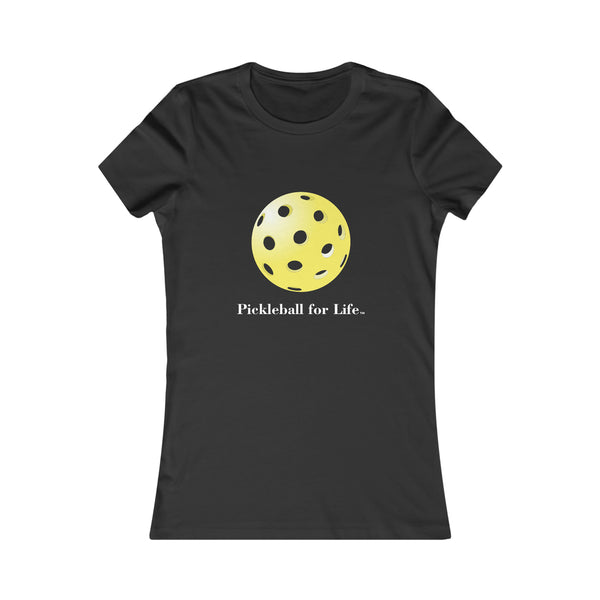 Pickleball for Life-Yellow Women's Slim-Fit Premium Cotton T-Shirt - Great Pickleball Stuff