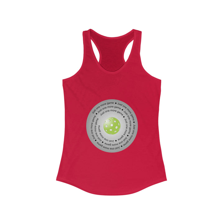 Just One More Game-Silver Women's Racerback Tank - Great Pickleball Stuff