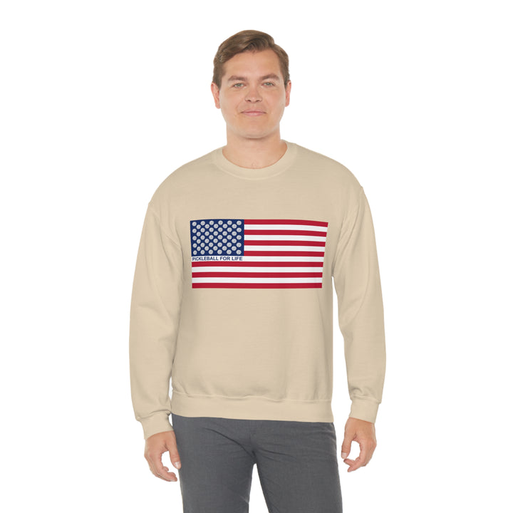 Pickleball for Life Flag Unisex Crewneck Sweatshirt - Great Pickleball Stuff