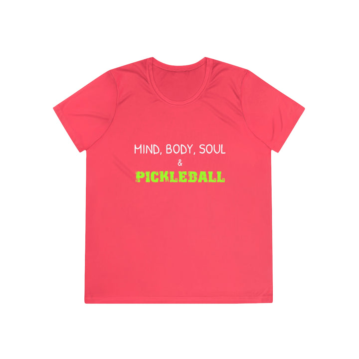 Mind, Body, Soul & Pickleball Women's Moisture-Wicking T-Shirt - Great Pickleball Stuff