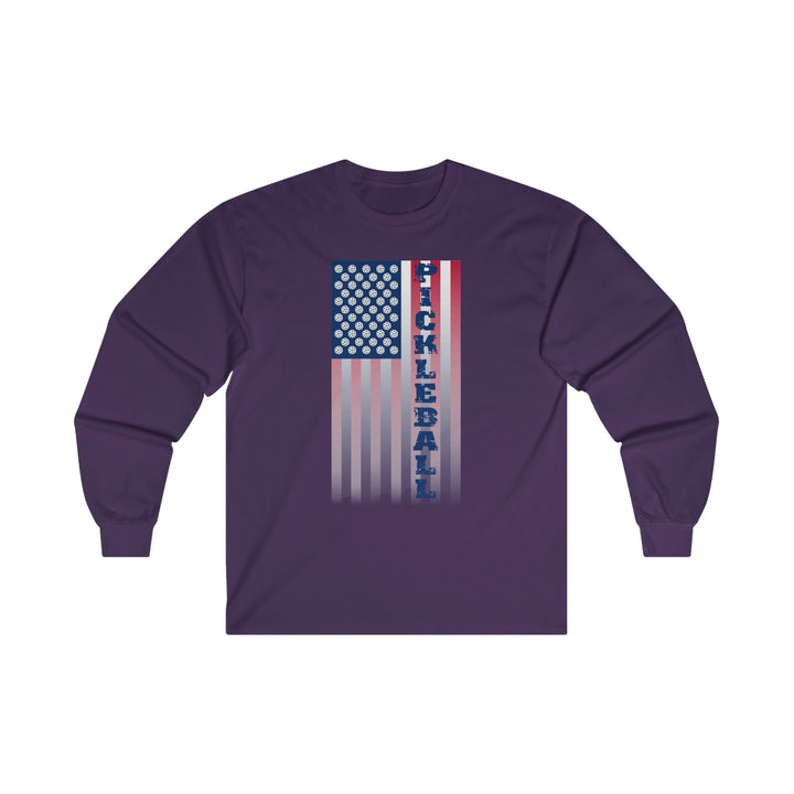 Pickleball Flag Vertical-2 (Faded) Ultra Cotton Long Sleeve Tee - Great Pickleball Stuff