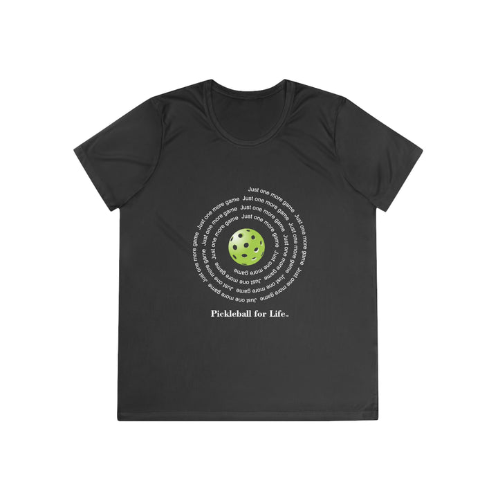 Just One More Game-Spiral Women's Moisture-Wicking T-Shirt - Great Pickleball Stuff