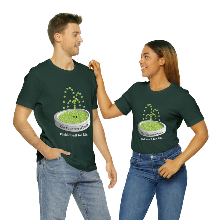 The Pickleball Fountain-Green Unisex T-Shirt - Great Pickleball Stuff