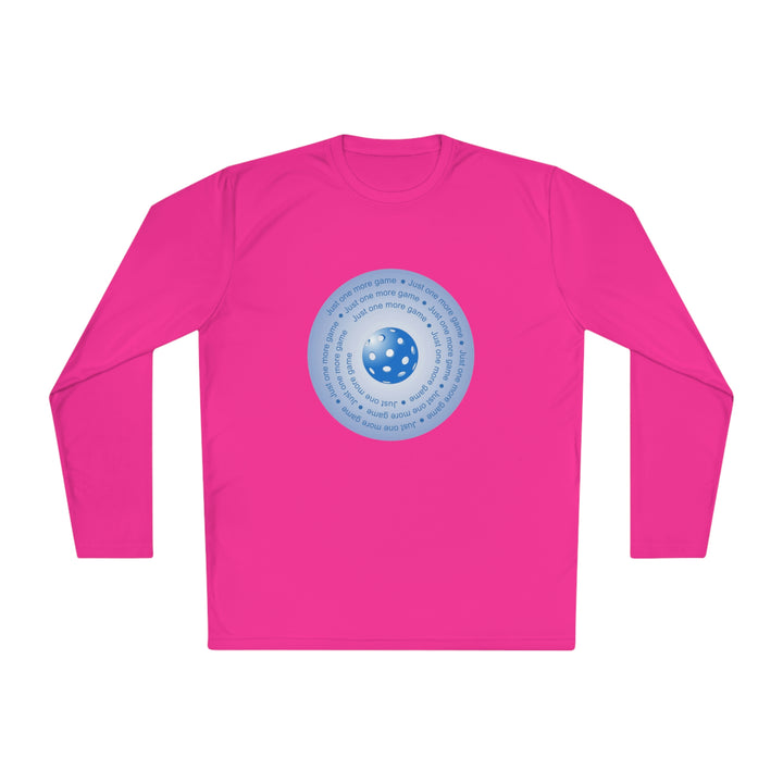 Just One More Game-Pink Unisex Moisture-Wicking Long Sleeve Tee - Great Pickleball Stuff