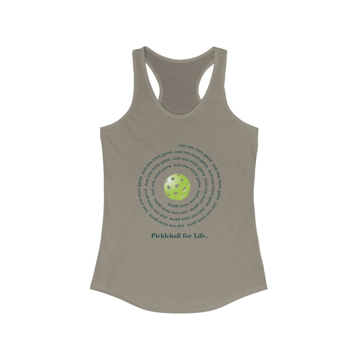 Just One More Game-Spiral Women's Racerback Tank - Great Pickleball Stuff