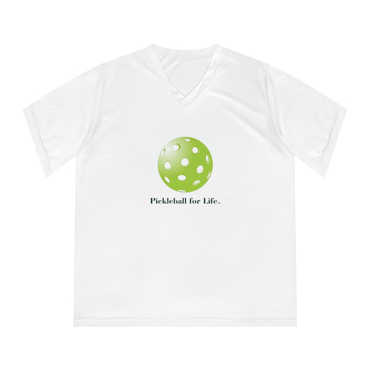 Pickleball for Life-Green Women's Moisture-Wicking V-Neck T-Shirt - Great Pickleball Stuff