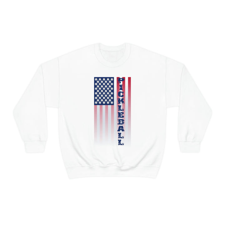 Pickleball Flag Vertical-2 (Faded) Unisex Crewneck Sweatshirt - Great Pickleball Stuff