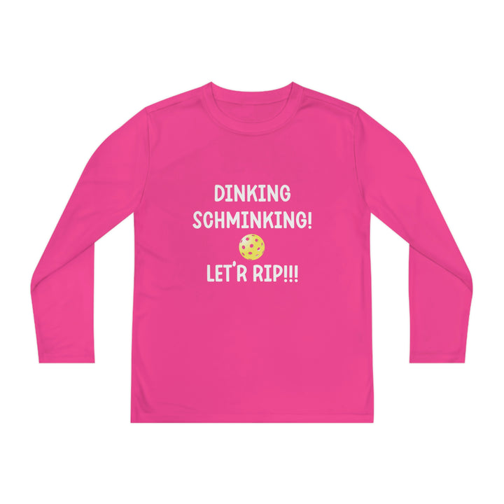 Dinking Schminking Youth Long Sleeve Moisture-Wicking T-Shirt - Great Pickleball Stuff