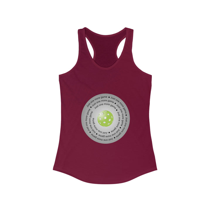 Just One More Game-Silver Women's Racerback Tank - Great Pickleball Stuff