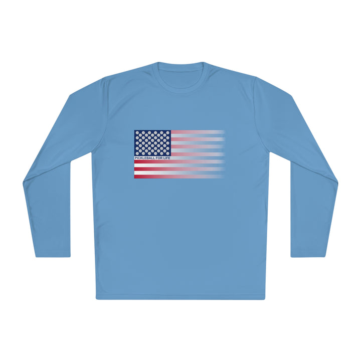 Pickleball for Life Flag (Faded) Unisex Moisture-Wicking Long Sleeve Tee - Great Pickleball Stuff