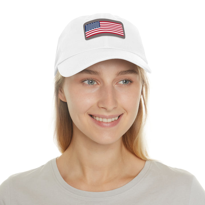 Pickleball Stars Flag Pickleball Cap with Leather Patch - Great Pickleball Stuff