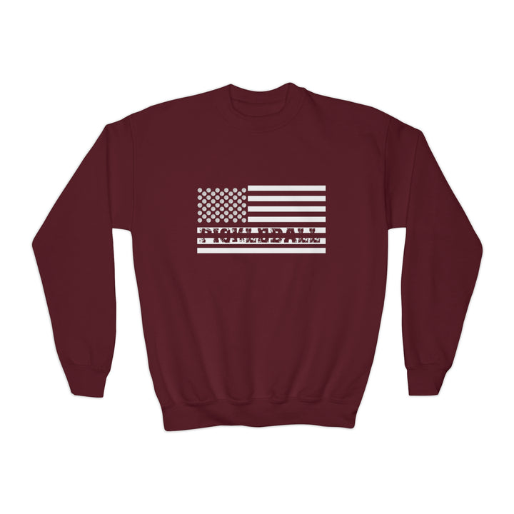 Pickleball Flag Transparent Youth Crewneck Sweatshirt - Great Pickleball Stuff