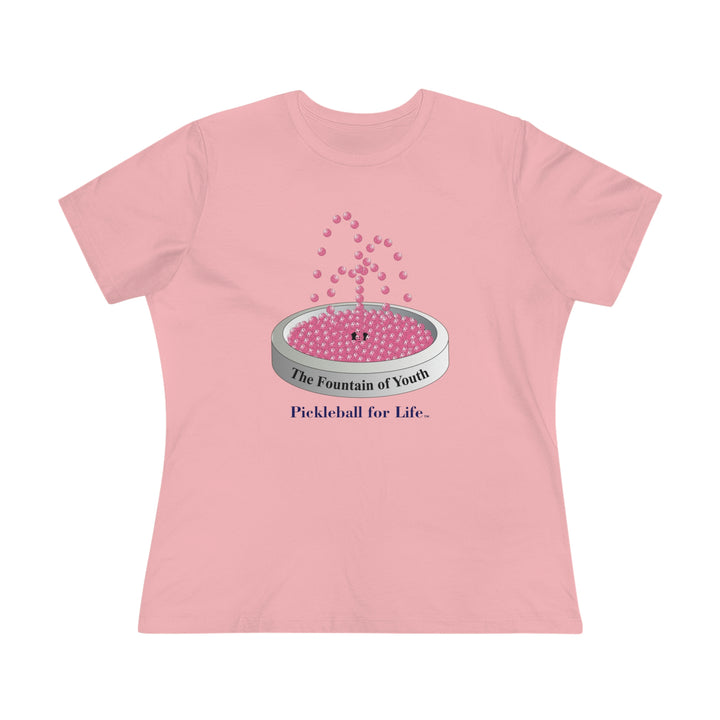 The Pickleball Fountain-Pink Women's Relaxed-Fit T-Shirt - Great Pickleball Stuff