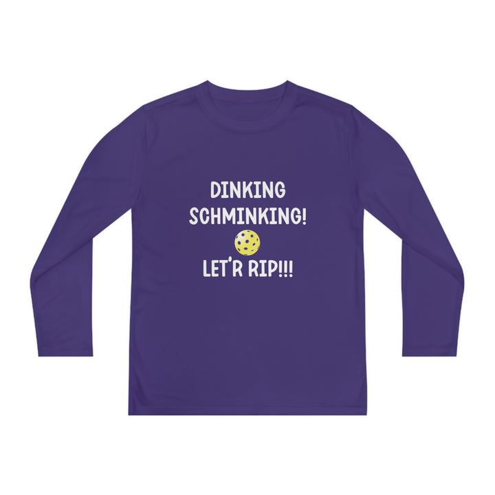 Dinking Schminking Youth Long Sleeve Moisture-Wicking T-Shirt - Great Pickleball Stuff