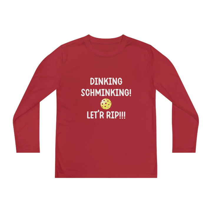 Dinking Schminking Youth Long Sleeve Moisture-Wicking T-Shirt - Great Pickleball Stuff