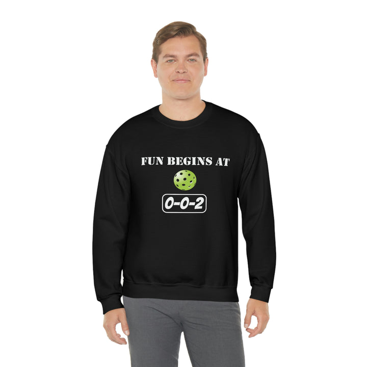 Fun Begins at 0-0-2 Unisex Crewneck Sweatshirt - Great Pickleball Stuff