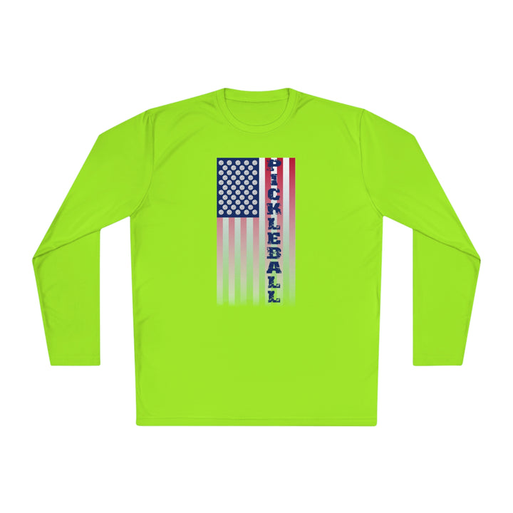 Pickleball Flag Vertical-2 (Faded) Unisex Moisture-Wicking Long Sleeve Tee - Great Pickleball Stuff