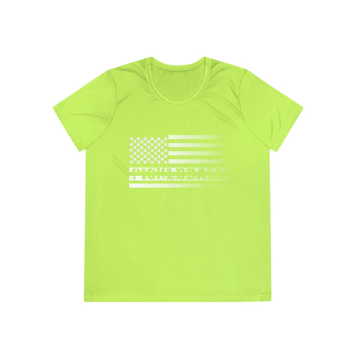 Pickleball Flag Transparent (Faded) Women's Moisture-Wicking T-Shirt - Great Pickleball Stuff