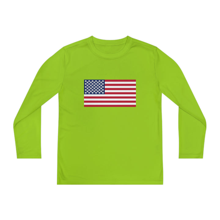 Pickleball Stars Flag Youth Long Sleeve Moisture-Wicking T-Shirt - Great Pickleball Stuff