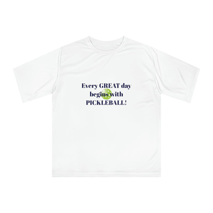 Every Great Day Begins with Pickleball! Unisex Moisture-Wicking T-Shirt - Great Pickleball Stuff