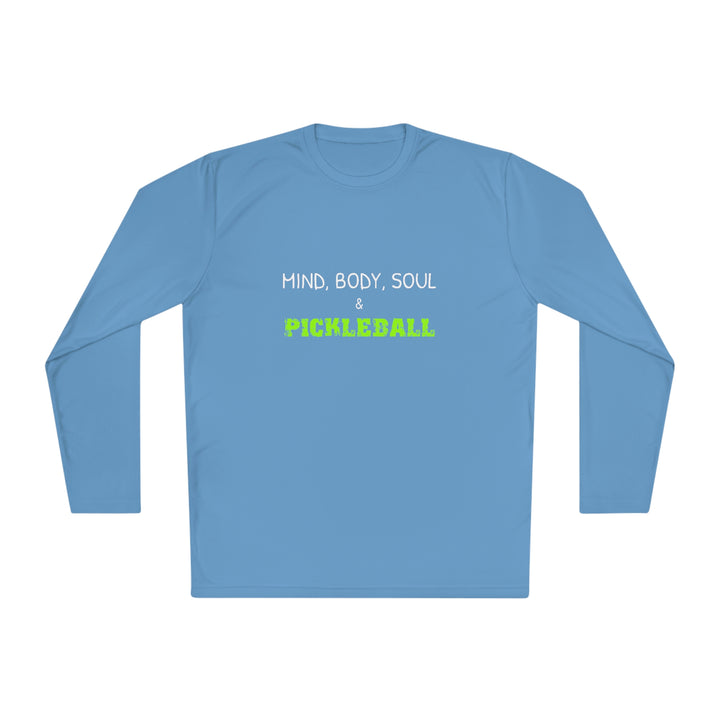 Mind, Body, Soul & Pickleball Unisex Moisture-Wicking Long Sleeve Tee - Great Pickleball Stuff