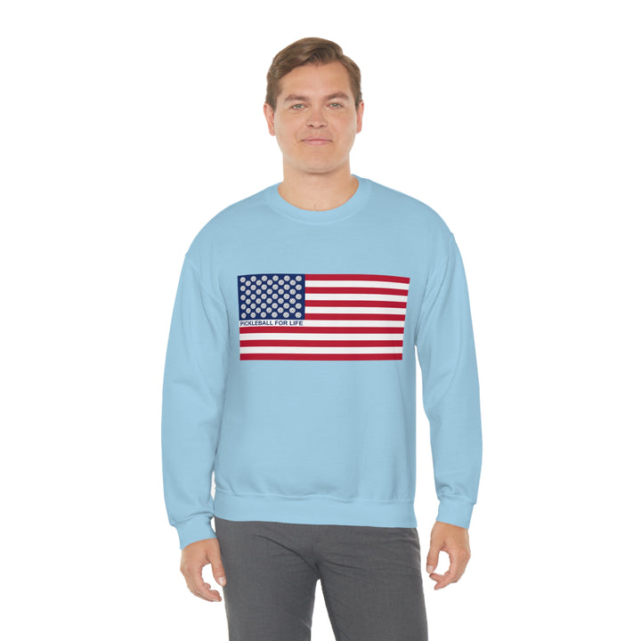 Pickleball for Life Flag Unisex Crewneck Sweatshirt - Great Pickleball Stuff