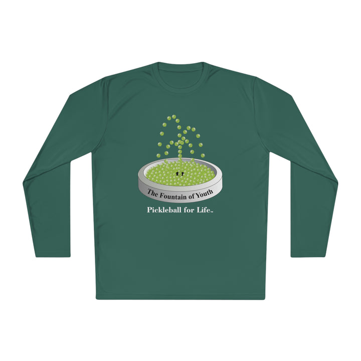 The Pickleball Fountain-Green Unisex Moisture-Wicking Long Sleeve Tee - Great Pickleball Stuff