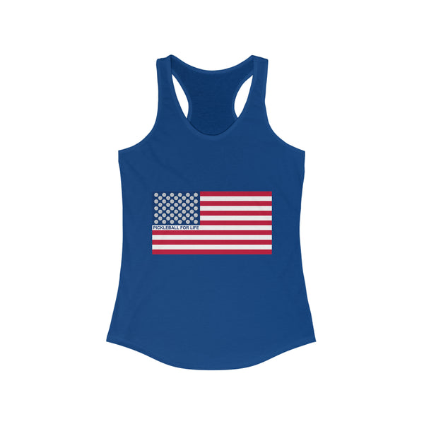 Pickleball for Life Flag Women's Racerback Tank - Great Pickleball Stuff