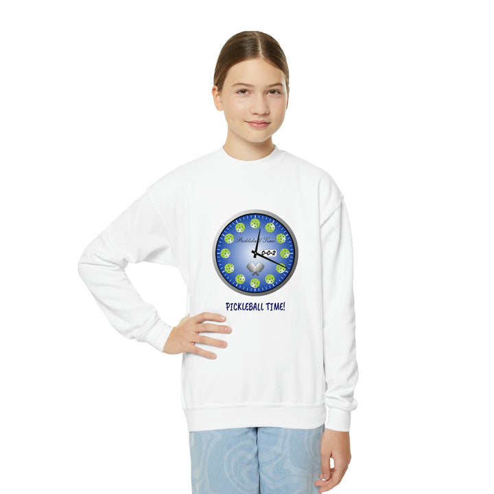 Pickleball Time Youth Crewneck Sweatshirt - Great Pickleball Stuff