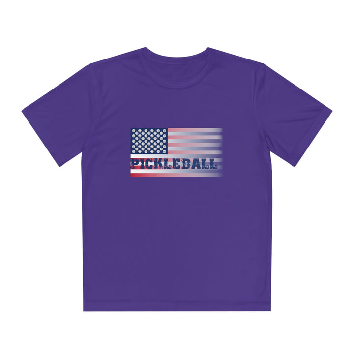 Pickleball Flag (Faded) Youth Moisture-Wicking T-Shirt - Great Pickleball Stuff