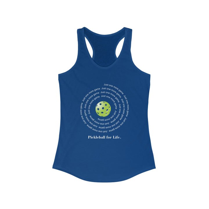 Just One More Game-Spiral Women's Racerback Tank - Great Pickleball Stuff