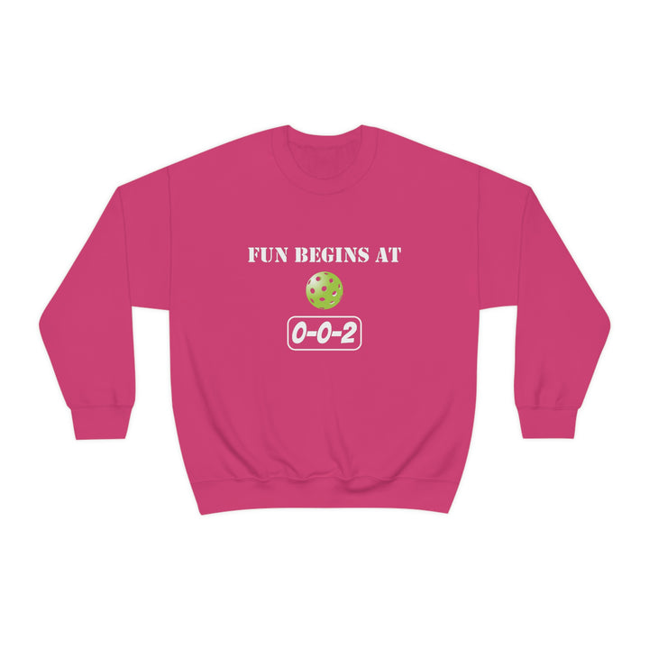 Fun Begins at 0-0-2 Unisex Crewneck Sweatshirt - Great Pickleball Stuff