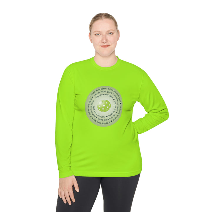 Just One More Game-Green Unisex Moisture-Wicking Long Sleeve Tee - Great Pickleball Stuff