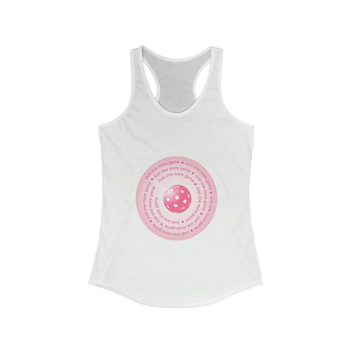 Just One More Game-Pink Women's Racerback Tank - Great Pickleball Stuff