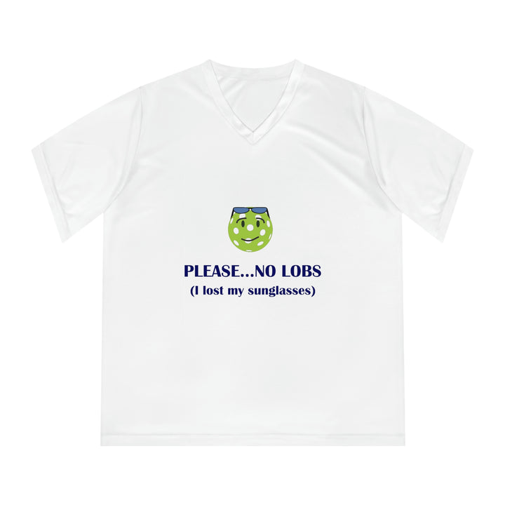 Please No Lobs-I Lost My Sunglasses Women's Moisture-Wicking V-Neck T-Shirt - Great Pickleball Stuff