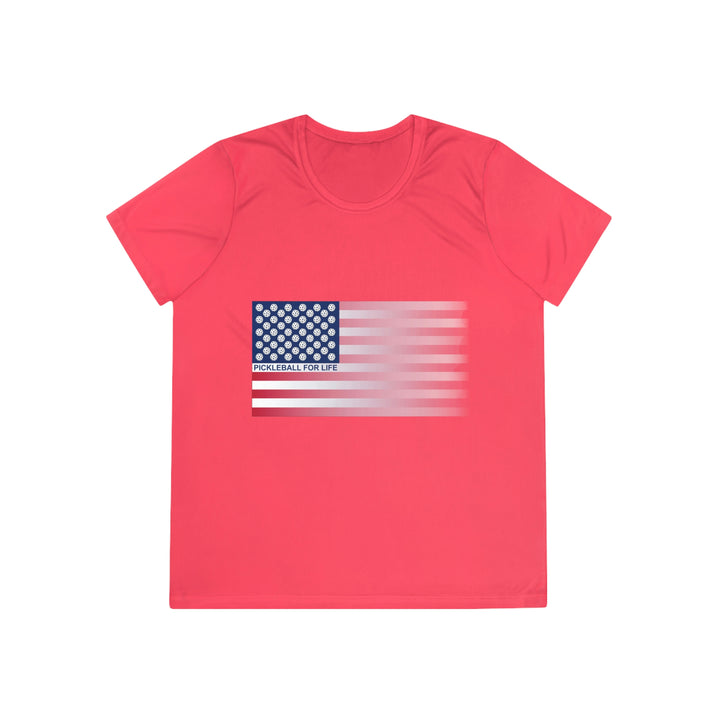 Pickleball for Life Flag (Faded) Women's Moisture-Wicking T-Shirt - Great Pickleball Stuff