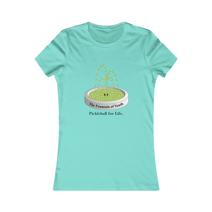 The Pickleball Fountain-Green Women's Slim-Fit Premium Cotton T-Shirt - Great Pickleball Stuff