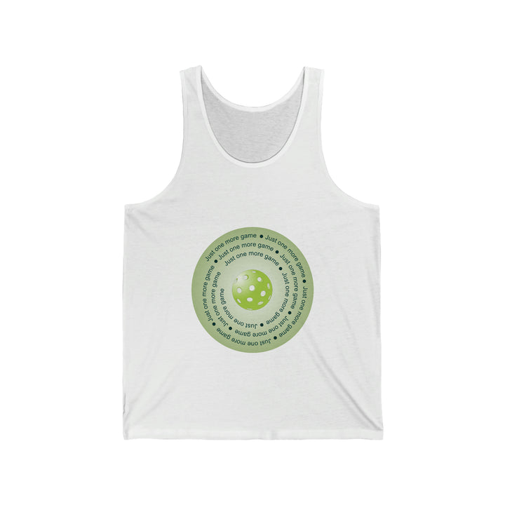 Just One More Game-Green Unisex Cotton Tank - Great Pickleball Stuff