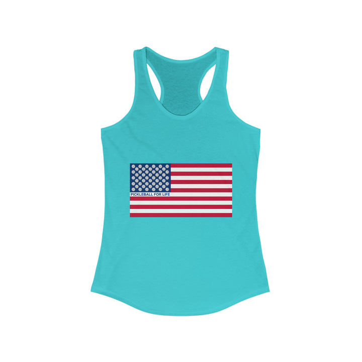 Pickleball for Life Flag Women's Racerback Tank - Great Pickleball Stuff