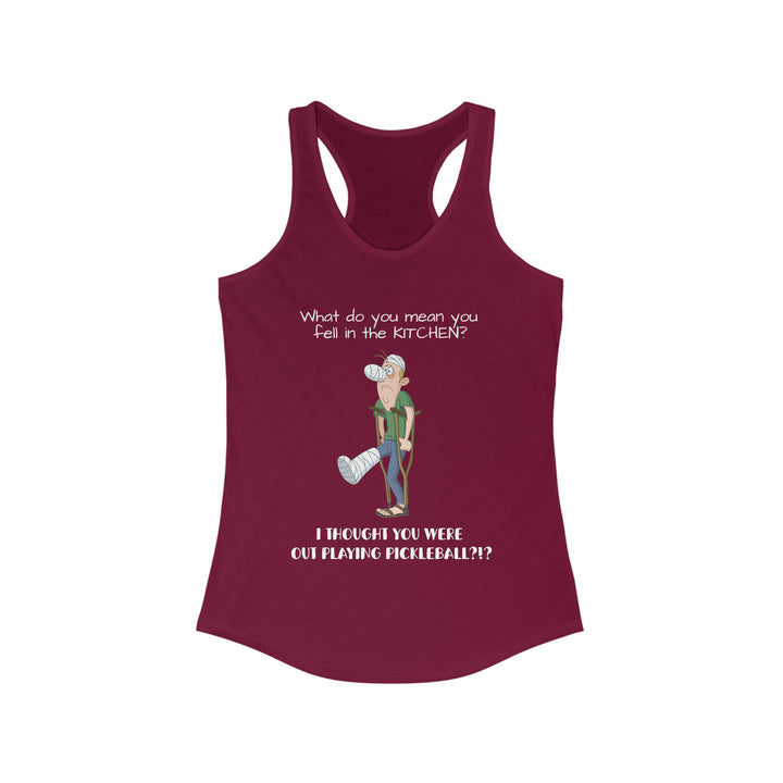 I Thought You Were Out Playing Pickleball? Women's Racerback Tank - Great Pickleball Stuff