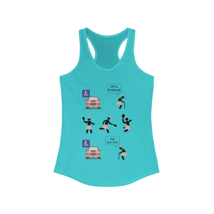 Got'em! (Old Woman) Women's Racerback Tank - Great Pickleball Stuff